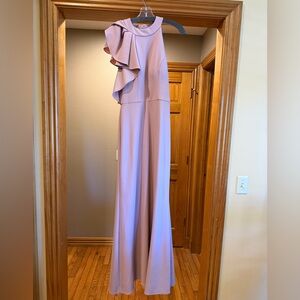 Betsy & Adam One Shoulder Mauve Dress